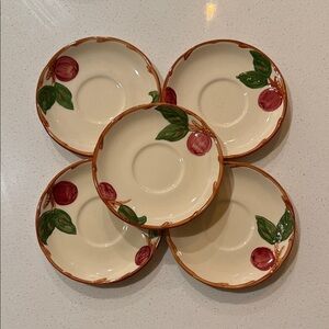 Franciscan Cream Saucers with Red and Green Fruit Motif